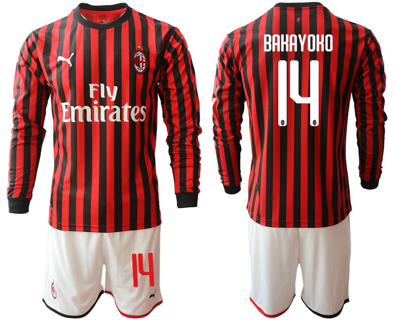Men 2019-2020 club AC milan home long sleeve #14 red Soccer Jerseys